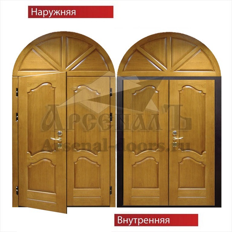 Металлическая дверь арочная Массив с двух сторон