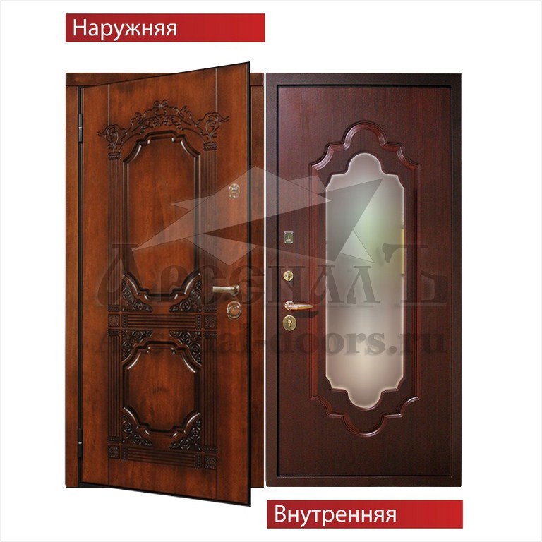 Стальная дверь с зеркалом ВИНОРИТ - МДФ шпон