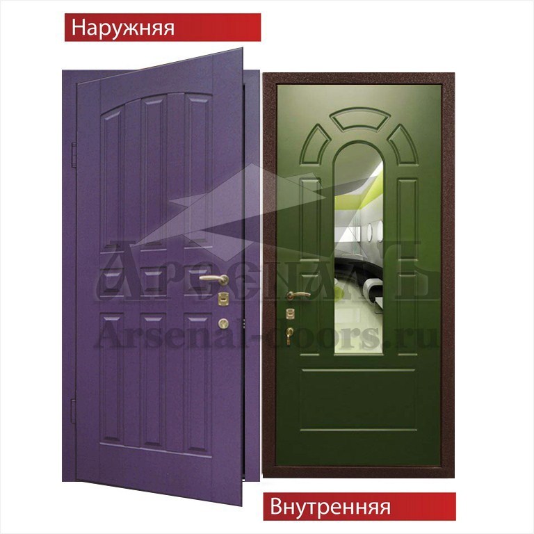Стальная дверь с зеркалом МДФ филенка - МДФ шпон