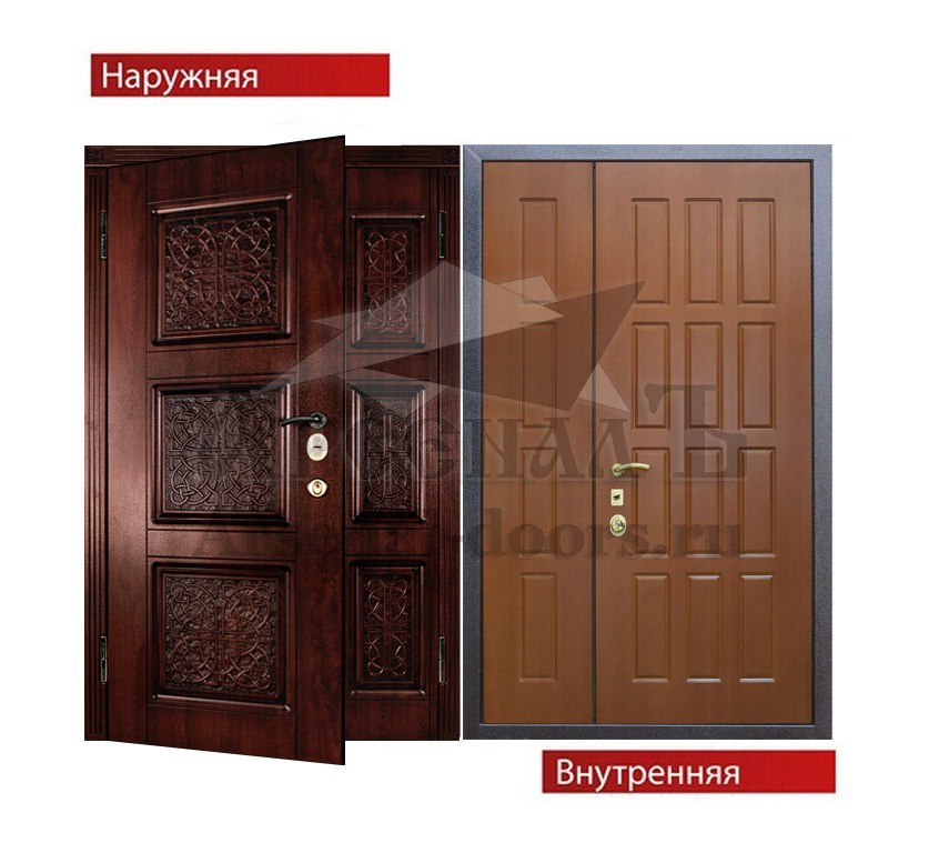 Двустворчатая металлическая дверь ВИНОРИТ - МДФ шпон