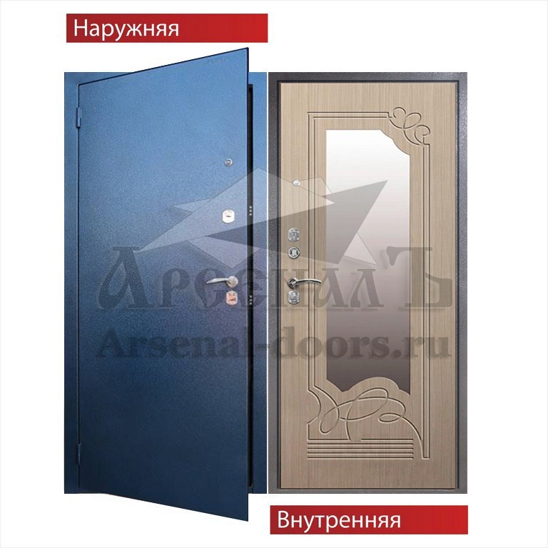 Металлическая дверь в квартиру Порошок - МДФ шпон с зеркалом